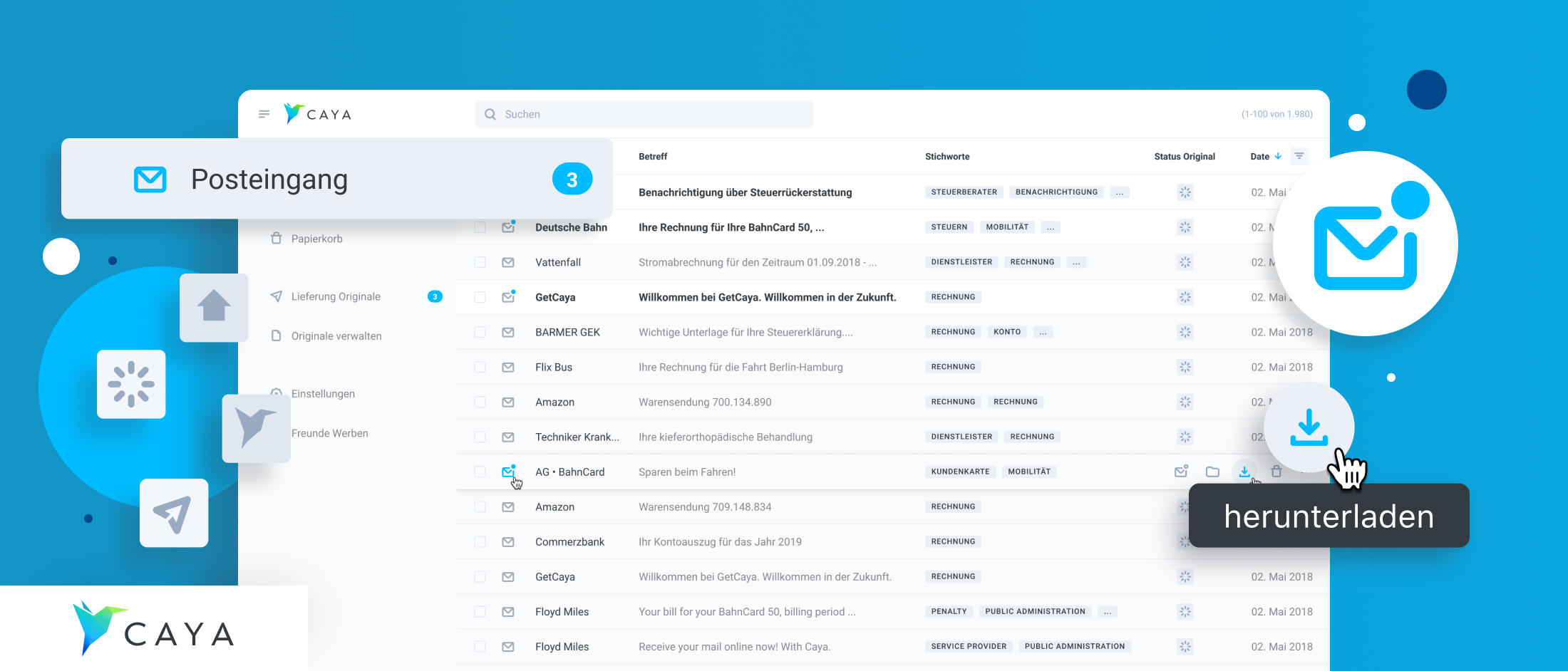 A display of the CAYA platform